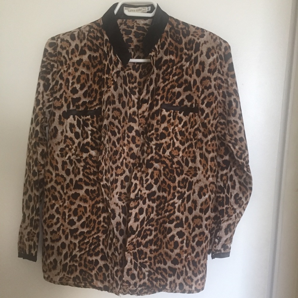 Leopard Print Satin Blouse